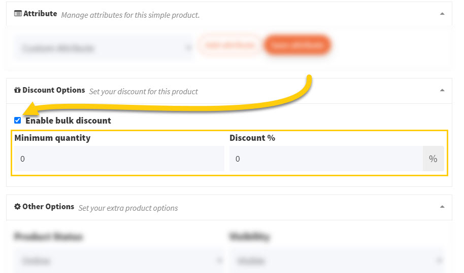 Screenshot of bulk discount options