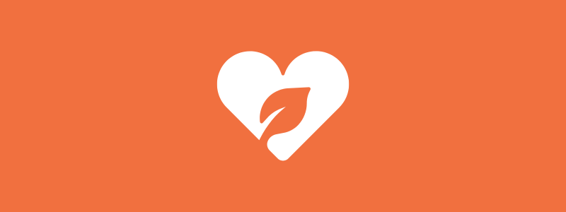 Icon background of a heart with leaf inside